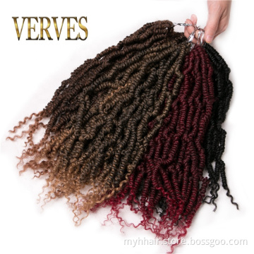 Spring Twist culry kinky Crochet Braid Hair Extensions 12 inch,24 strands/pack Synthetic ombre braiding hair Pre-twist